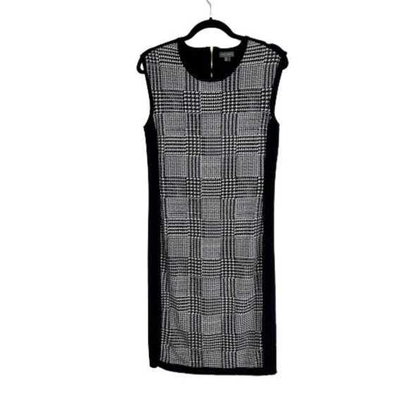 Vince Camuto Checked Shift Black/White Midi Dress - Picture 1 of 5